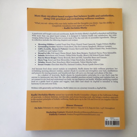 Joyfull by Radhi Devlukia-Shetty Advanced Readers Edition Paperback Vegan Recipe - Picture 2 of 8